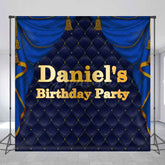 Aperturee - Aperturee Royal Blue Curtain Custom Name Birthday Bash Backdrop